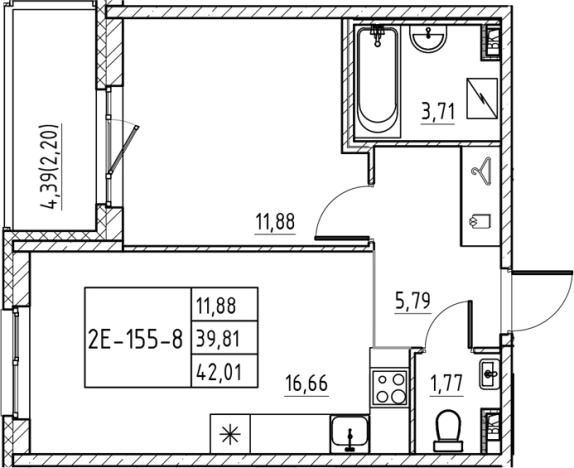 Купить квартиру в ЖК Энфилд в Ленинградской области. Вариант № 7830527, 0, площадь -  квм, цена 7240424 рублей