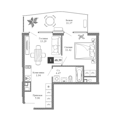 Купить двухкомнатную квартиру в новостройках в Республике Крым. Вариант № 155844, 0, площадь -  квм, цена 17930261 рублей
