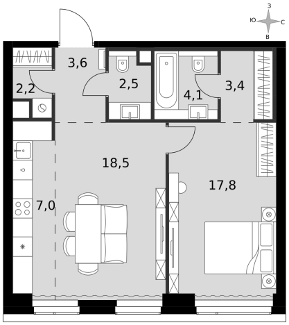 Купить двухкомнатную квартиру в районе Хорошёвский в Москве. Вариант № 9465542, 0, площадь -  квм, цена 44552535 рублей