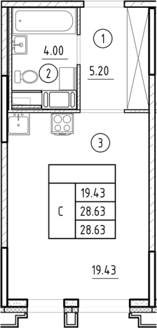 Купить Студию у метро Горный институт в Санкт-Петербурге. Вариант № 6231284, 0, площадь -  квм, цена 12182065 рублей