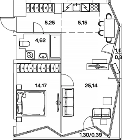 . Вариант № 3572773, 0, площадь - 54.33 квм, цена 17775915 рублей