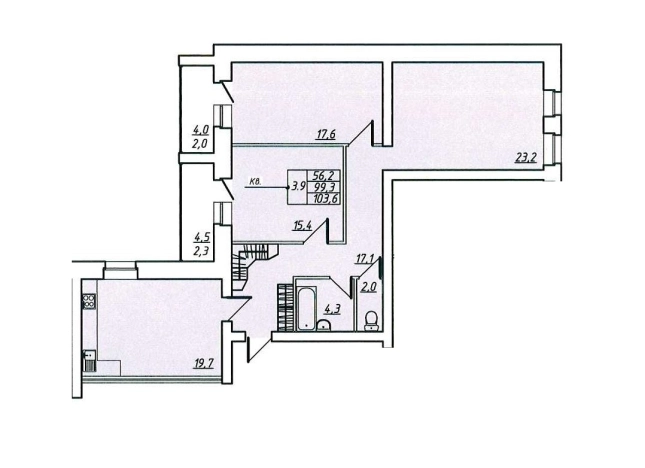 Купить трехкомнатную квартиру в Вологодской области. Вариант № 75236, 0, площадь - квм, цена 12888000 рублей