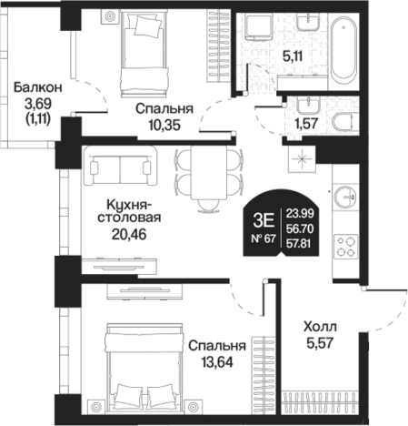 Купить трехкомнатную квартиру у метро Парнас в Ленинградской области. Вариант № 7261076, 0, площадь -  квм, цена 13073238 рублей