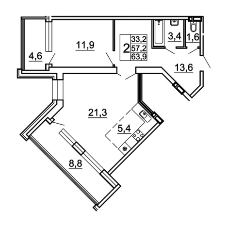 Купить двухкомнатную квартиру в районе Советский в Владивостоке. Вариант № 9416782, 0, площадь -  квм, цена 11929908 рублей