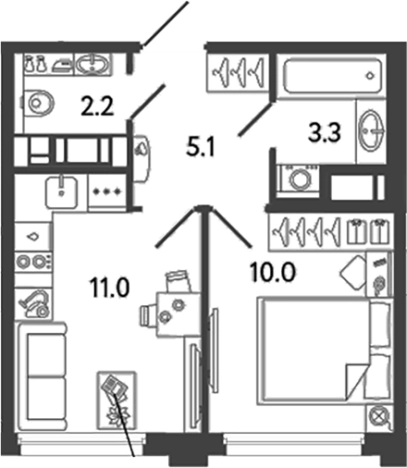 Купить однокомнатную квартиру в ЖК Гений в Санкт-Петербурге. Вариант № 6252045, 0, площадь -  квм, цена 10490979 рублей