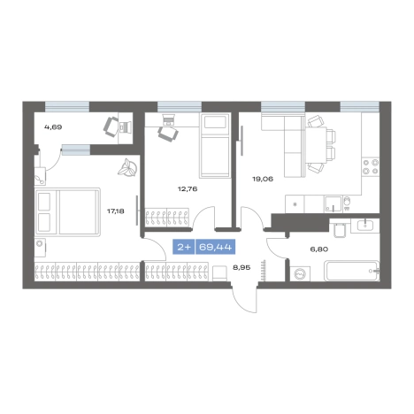 Купить двухкомнатную квартиру на улице переулок Радищева в Тобольске. Вариант № 101654, 0, площадь -  квм, цена 7100000 рублей