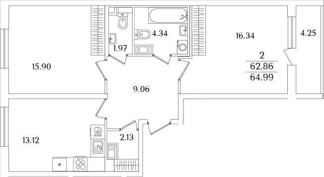 Купить двухкомнатную квартиру в новостройках в районе Красносельский в Санкт-Петербурге. Вариант № 6713248, 0, площадь -  квм, цена 19679020 рублей