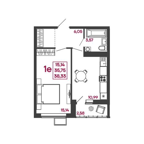 Купить однокомнатную квартиру на улице Измайлова в Пензе. Вариант № 7605865, 0, площадь -  квм, цена 3756340 рублей