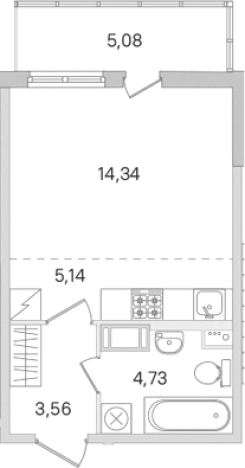 Купить Студию у метро Проспект Большевиков в Ленинградской области. Вариант № 8488707, 0, площадь -  квм, цена 5351279 рублей
