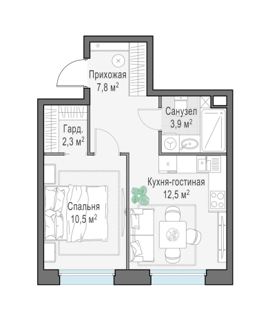 Купить однокомнатную квартиру в Микрорайоне Черёмушки, Королёв в Королёве. Вариант № 166322, 0, площадь -  квм, цена 8200000 рублей