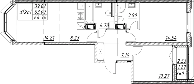 Купить трехкомнатную квартиру в новостройках у метро Елизаровская в Санкт-Петербурге. Вариант № 7849339, 0, площадь -  квм, цена 19019547 рублей