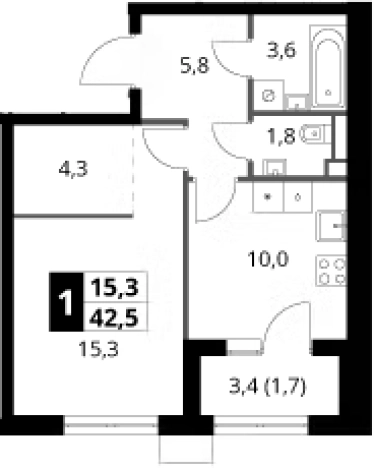 Купить однокомнатную квартиру у метро Корниловская в Москве. Вариант № 9809742, 0, площадь -  квм, цена 16688300 рублей
