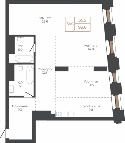 Купить Студию в Барнауле. Вариант № 6841573, 0, площадь -  квм, цена 26136660 рублей