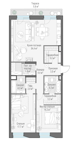 Купить квартиру в новостройках в ЖК FORIVER в Москве. Вариант № 107928, 0, площадь -  квм, цена 61750000 рублей