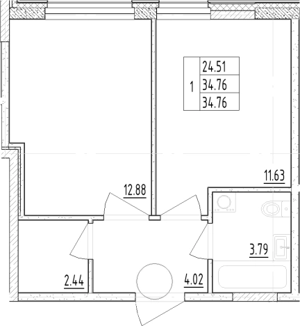 Купить однокомнатную квартиру на улице Коломяжский проспект в Санкт-Петербурге. Вариант № 6209598, 0, площадь -  квм, цена 7957781 рублей
