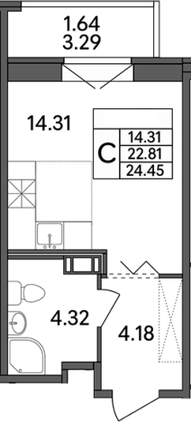 Купить Студию у метро Парнас в Ленинградской области. Вариант № 7601567, 0, площадь -  квм, цена 3398550 рублей