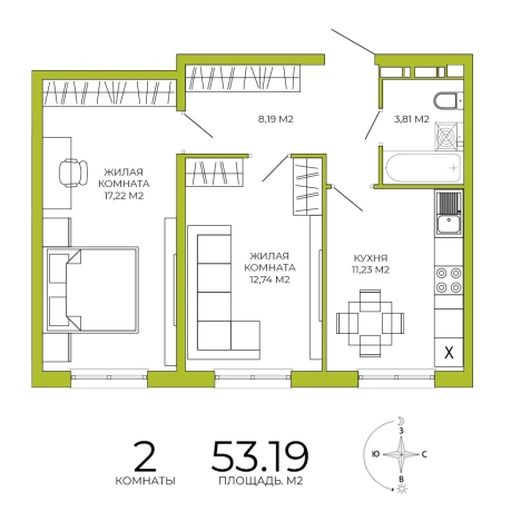 Купить двухкомнатную квартиру на улице Побочинская в Пензе. Вариант № 115560, 0, площадь -  квм, цена 5106240 рублей