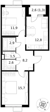 Купить двухкомнатную квартиру у метро Физтех в Химках. Вариант № 9712123, 0, площадь -  квм, цена 15491025 рублей