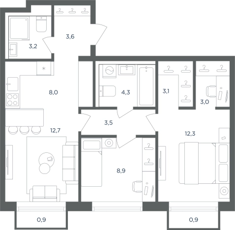 Купить трехкомнатную квартиру в ЖК Равновесие в Московской области. Вариант № 160966, 0, площадь -  квм, цена 14460283 рублей