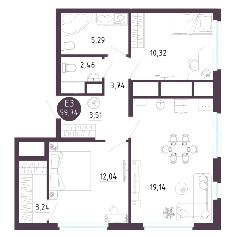 Купить квартиру в новостройках в ЖК "Крылья" в Рязани. Вариант № 139141, 0, площадь -  квм, цена 7704668 рублей