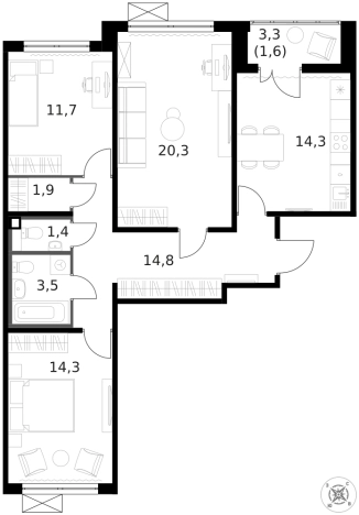 Купить квартиру на улице Ленинградское шоссе в Москве. Вариант № 9815295, 0, площадь -  квм, цена 23733020 рублей