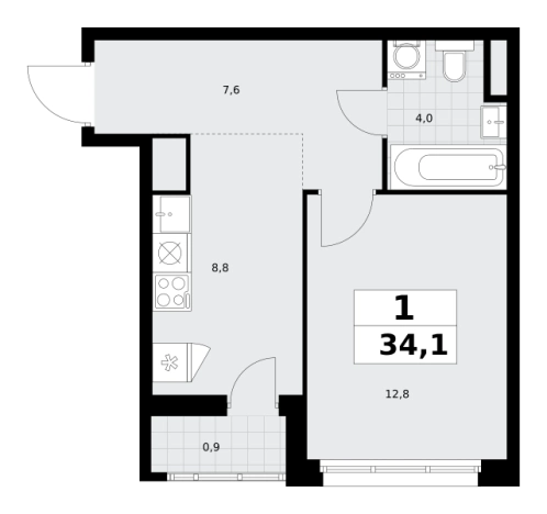 Купить однокомнатную квартиру в новостройках в Москве. Вариант № 252497, 0, площадь -  квм, цена 12403193 рублей
