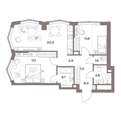 Купить трехкомнатную квартиру у метро Яхромская в Москве. Вариант № 3970887, 0, площадь -  квм, цена 32343091 рублей