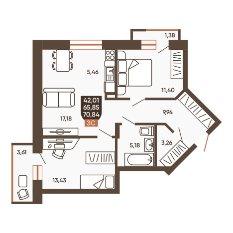 Купить квартиру в ЖК Ермак (Новосибирск) в Новосибирске. Вариант № 8881589, 0, площадь -  квм, цена 8350000 рублей