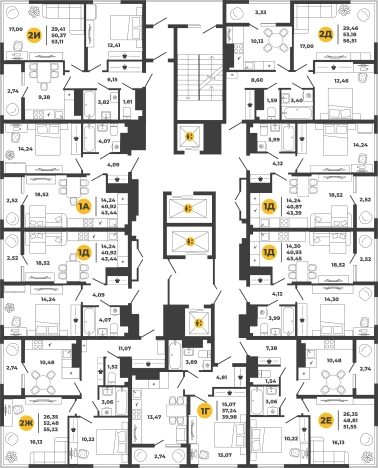 Купить квартиру в новостройках в ЖК Жилой комплекс "Рассвет" в Пензе. Вариант № 98416, 1, площадь -  квм, цена 6170625 рублей