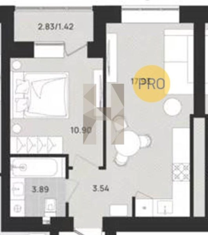 Купить однокомнатную квартиру в районе Московский в Калининграде. Вариант № 104450, 0, площадь -  квм, цена 3690000 рублей