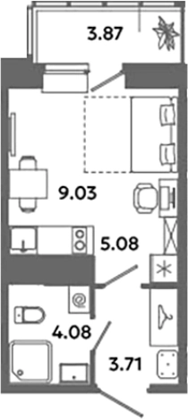 Купить Студию в ЖК Загляденье в Ленинградской области. Вариант № 6631734, 0, площадь -  квм, цена 4037197 рублей