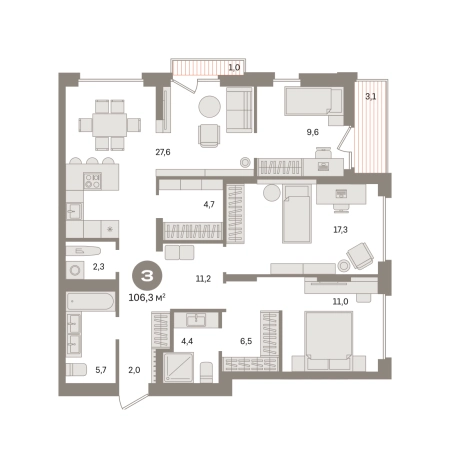 Купить трехкомнатную квартиру у метро Домодедовская в Видном. Вариант № 8587040, 0, площадь -  квм, цена 17800000 рублей