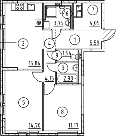 Купить квартиру в новостройках у метро Пролетарская в Ленинградской области. Вариант № 6897859, 0, площадь -  квм, цена 9909101 рублей