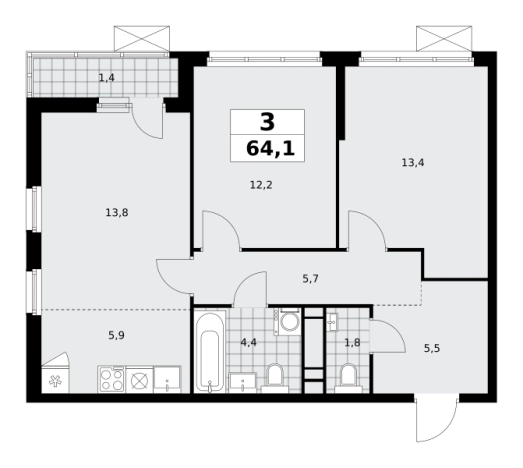 Купить трехкомнатную квартиру в ЖК Скандинавия в Москве. Вариант № 107698, 0, площадь -  квм, цена 28748850 рублей