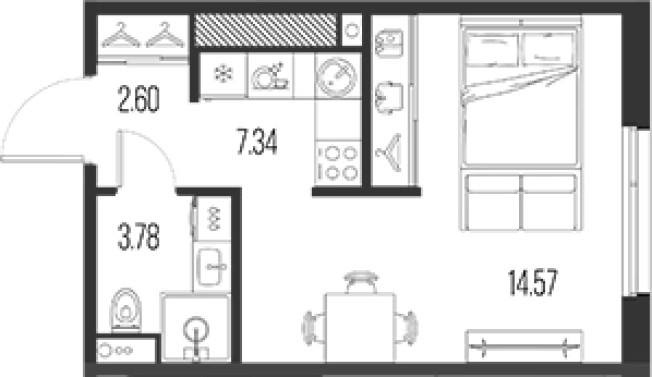 Купить Студию у метро Горный институт в Санкт-Петербурге. Вариант № 4837895, 0, площадь -  квм, цена 12799245 рублей