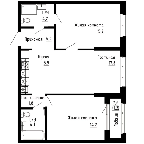 Купить двухкомнатную квартиру в ЖК "7Я" в Владивостоке. Вариант № 9769187, 0, площадь -  квм, цена 15262800 рублей