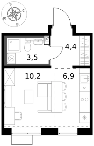 Купить однокомнатную квартиру в ЖК 1-й Южный в Видном. Вариант № 9806626, 0, площадь -  квм, цена 9592500 рублей