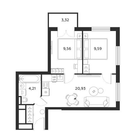 Купить двухкомнатную квартиру в ЖК SAAN в Санкт-Петербурге. Вариант № 9149325, 0, площадь -  квм, цена 19130535 рублей