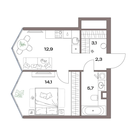 Купить однокомнатную квартиру у метро Яхромская в Москве. Вариант № 881740, 0, площадь -  квм, цена 20981765 рублей