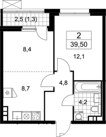 Купить двухкомнатную квартиру у метро Потапово в Москве. Вариант № 161047, 0, площадь -  квм, цена 10665107 рублей