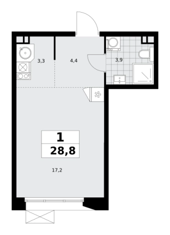 Купить однокомнатную квартиру в ЖК Бунинские кварталы в Москве. Вариант № 836435, 0, площадь -  квм, цена 11441952 рублей
