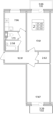 Купить двухкомнатную квартиру в новостройках на улице Маршала Захарова в Санкт-Петербурге. Вариант № 77336, 0, площадь -  квм, цена 9570000 рублей