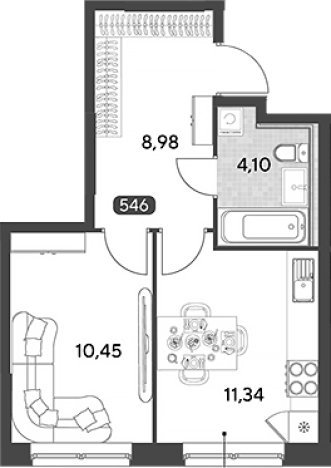Купить однокомнатную квартиру в Калужской области. Вариант № 120490, 0, площадь -  квм, цена 4192978 рублей