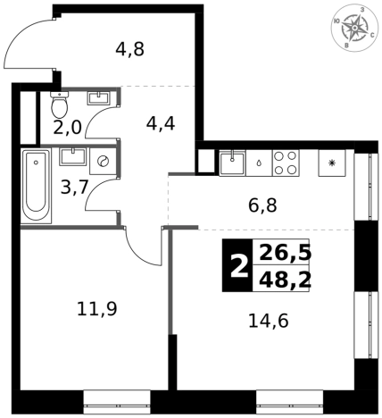 Купить двухкомнатную квартиру у метро Щелковская в Москве. Вариант № 9716426, 0, площадь -  квм, цена 18224420 рублей