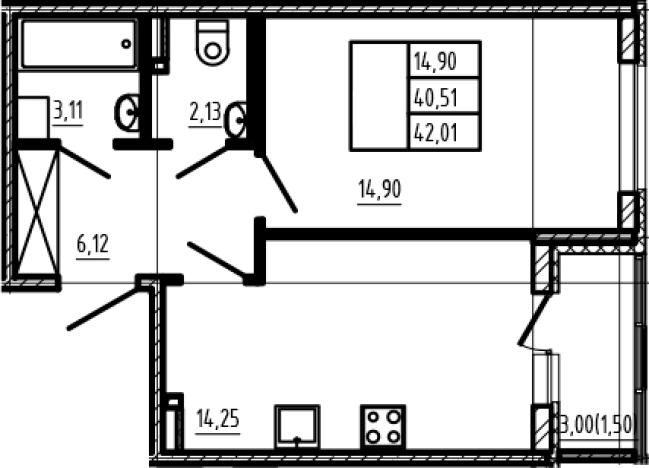 Купить однокомнатную квартиру в Микрорайоне Чёрная Речка, Сертолово в Сертолове. Вариант № 6963275, 0, площадь -  квм, цена 8906120 рублей