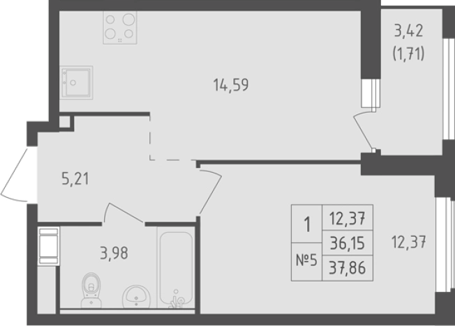 Купить однокомнатную квартиру в ЖК Южная Нева в Ленинградской области. Вариант № 7833636, 0, площадь -  квм, цена 5279161 рублей