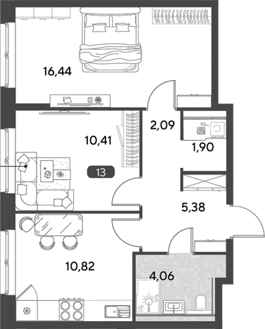 Купить двухкомнатную квартиру в Калужской области. Вариант № 123042, 0, площадь -  квм, цена 5810837 рублей