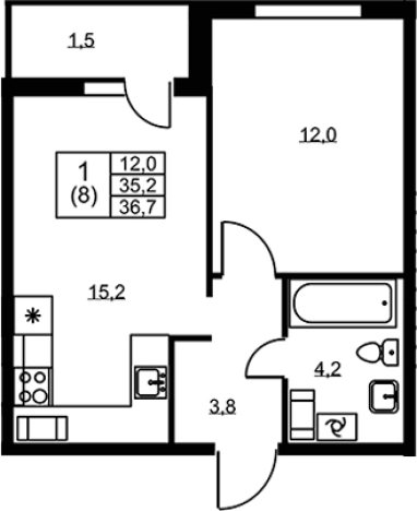 Купить однокомнатную квартиру в ЖК Ермак в Ленинградской области. Вариант № 6610163, 0, площадь -  квм, цена 5109600 рублей