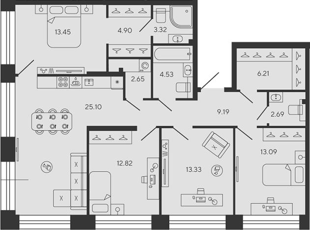 Купить многокомнатную квартиру в ЖК BASHNI ELEMENT в Санкт-Петербурге. Вариант № 4162218, 0, площадь -  квм, цена 81345680 рублей