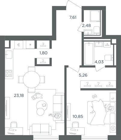 Купить однокомнатную квартиру в районе Печатники в Москве. Вариант № 8967248, 0, площадь -  квм, цена 22658184 рублей